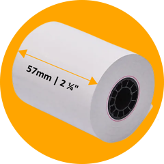 a photo represents 57mm thermal papers size