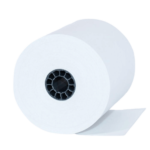 An image represents a white thermal paper roll