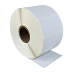 An image represents a white label roll