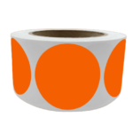 An image represents an orange label roll