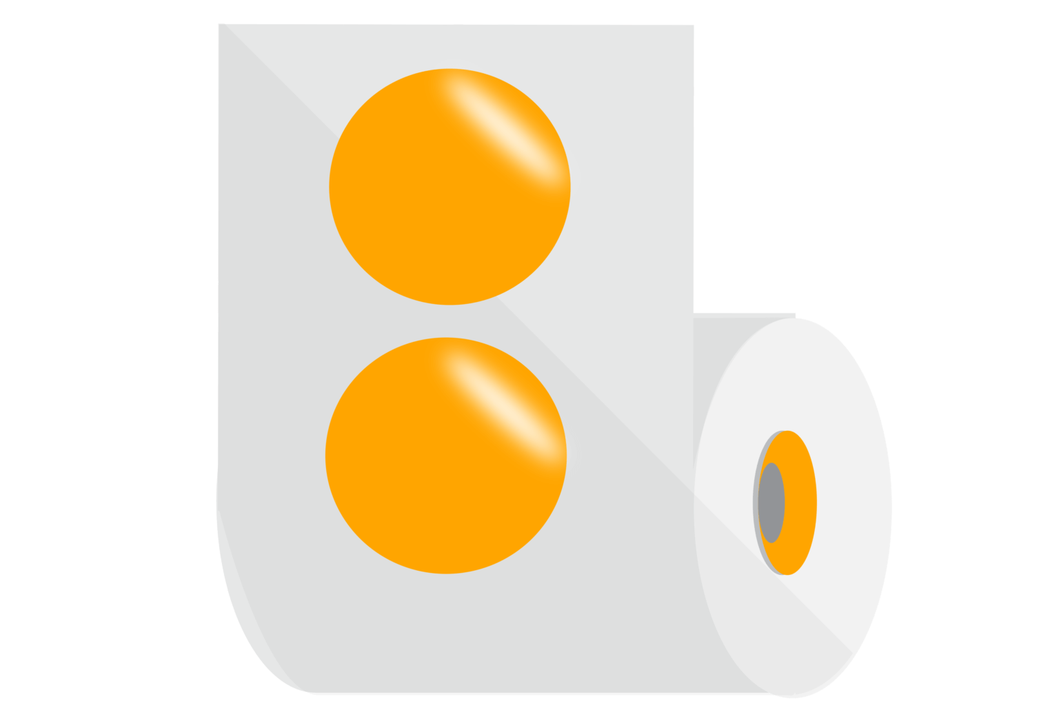 An image represents a glossy paper label roll